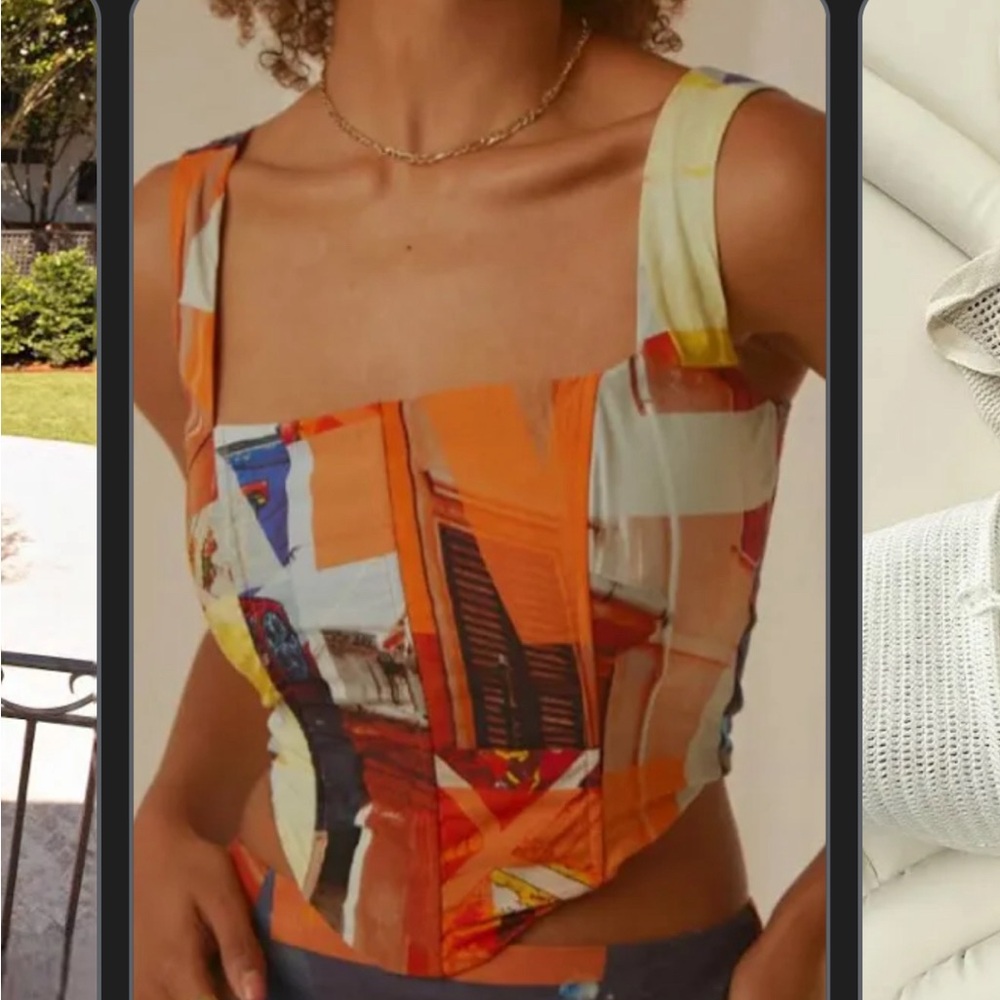 Peppermayo Orange Abstract Crop Top